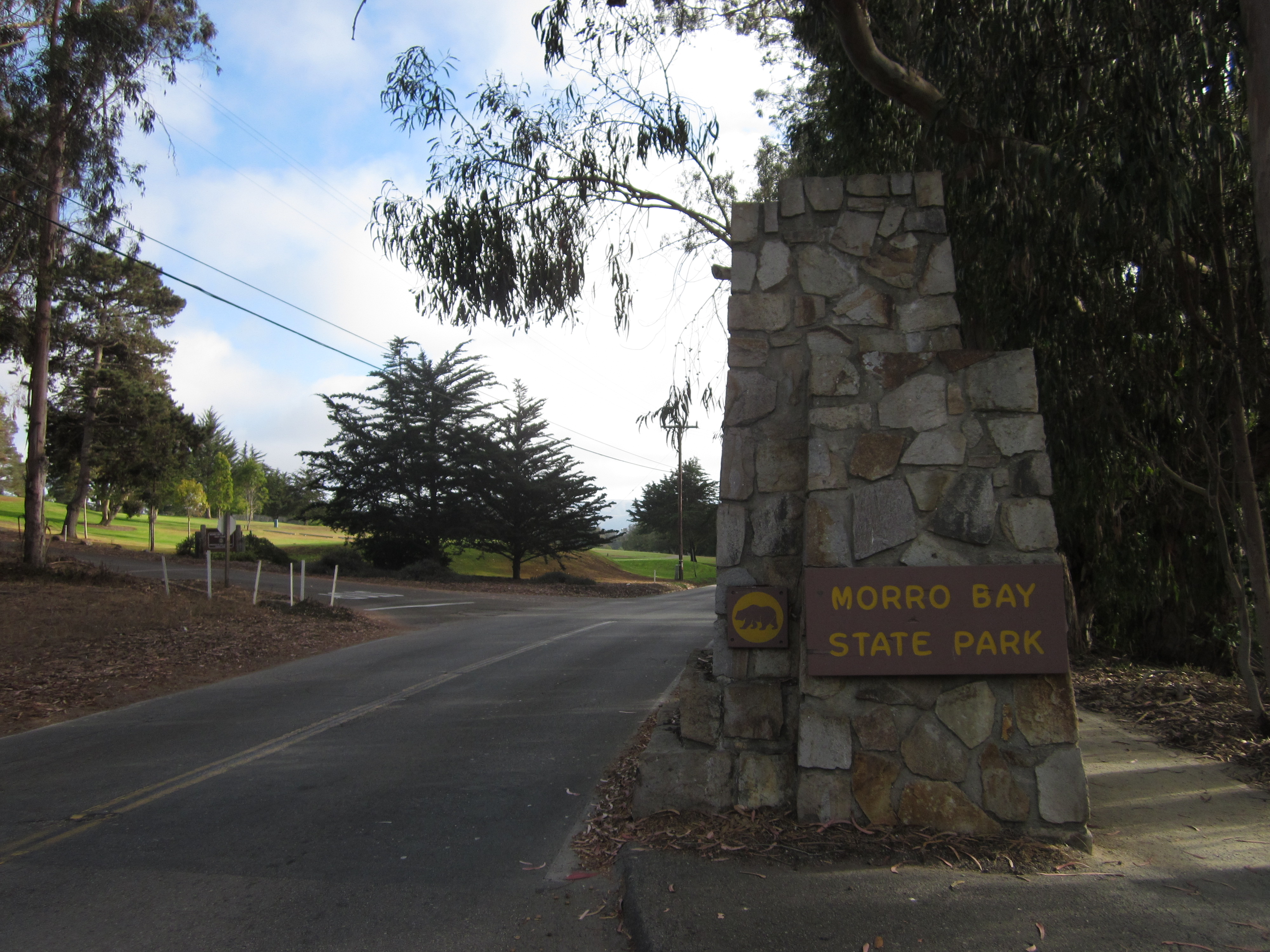 Morro Bay State Park, where we spent our first night camping. Must have gone in and out this entrance seems like half a dozen time, going to town to get groceries. Later we got better at shopping.